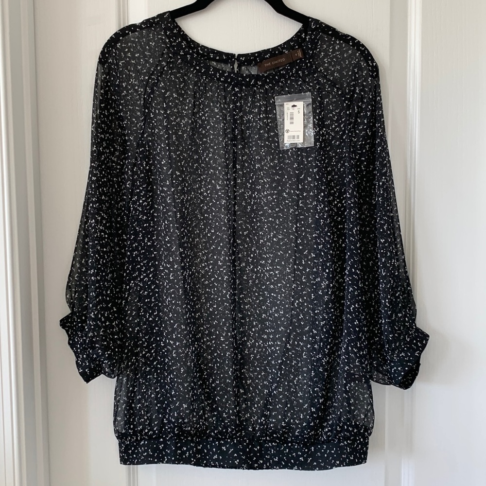 NWT THE LIMITED Sheer Confetti Print Blouse Size Small